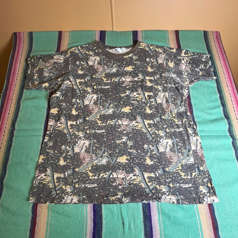 Bushlan Camo Pocket T-Shirt Mens 3XL Brown Vintage 1989 USA Single Stitch